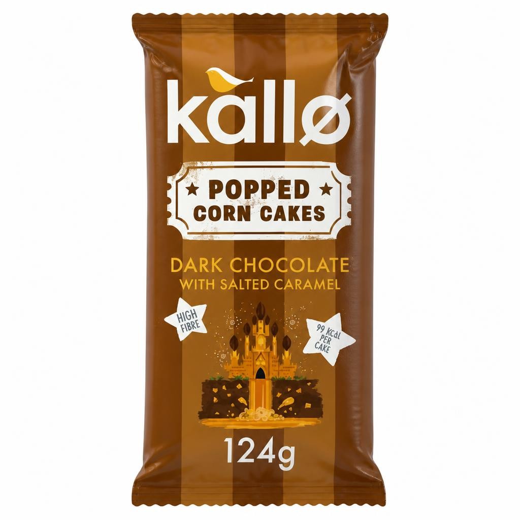 Kallo Dark Chocolate with Salted Caramel Popped Corn Cakes