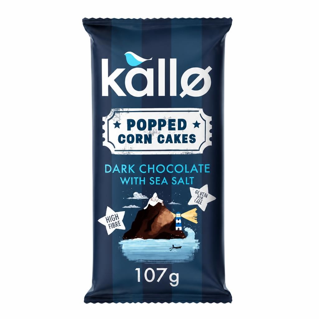 Kallo Dark Chocolate with Sea Salt Popped Corn Cakes