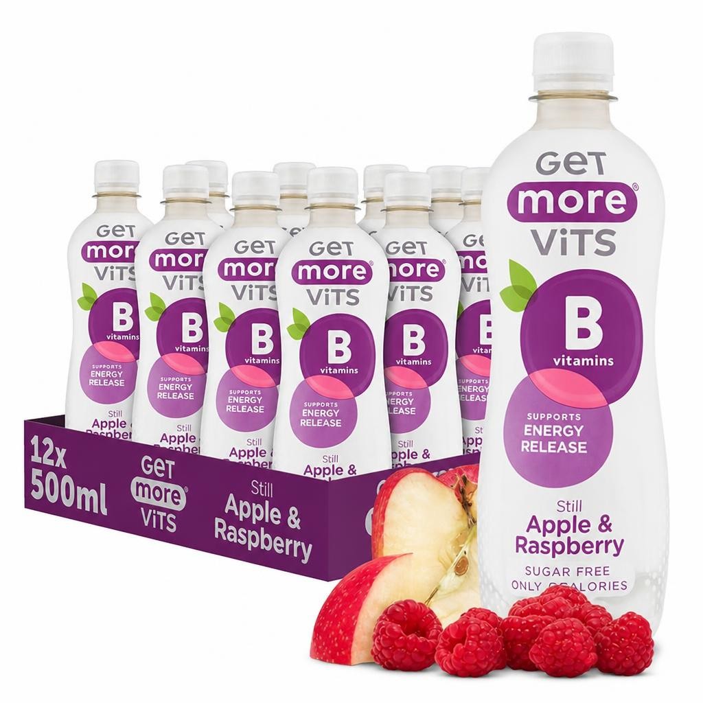 Get More B Vitamins Still Apple & Raspberry 12x500ml