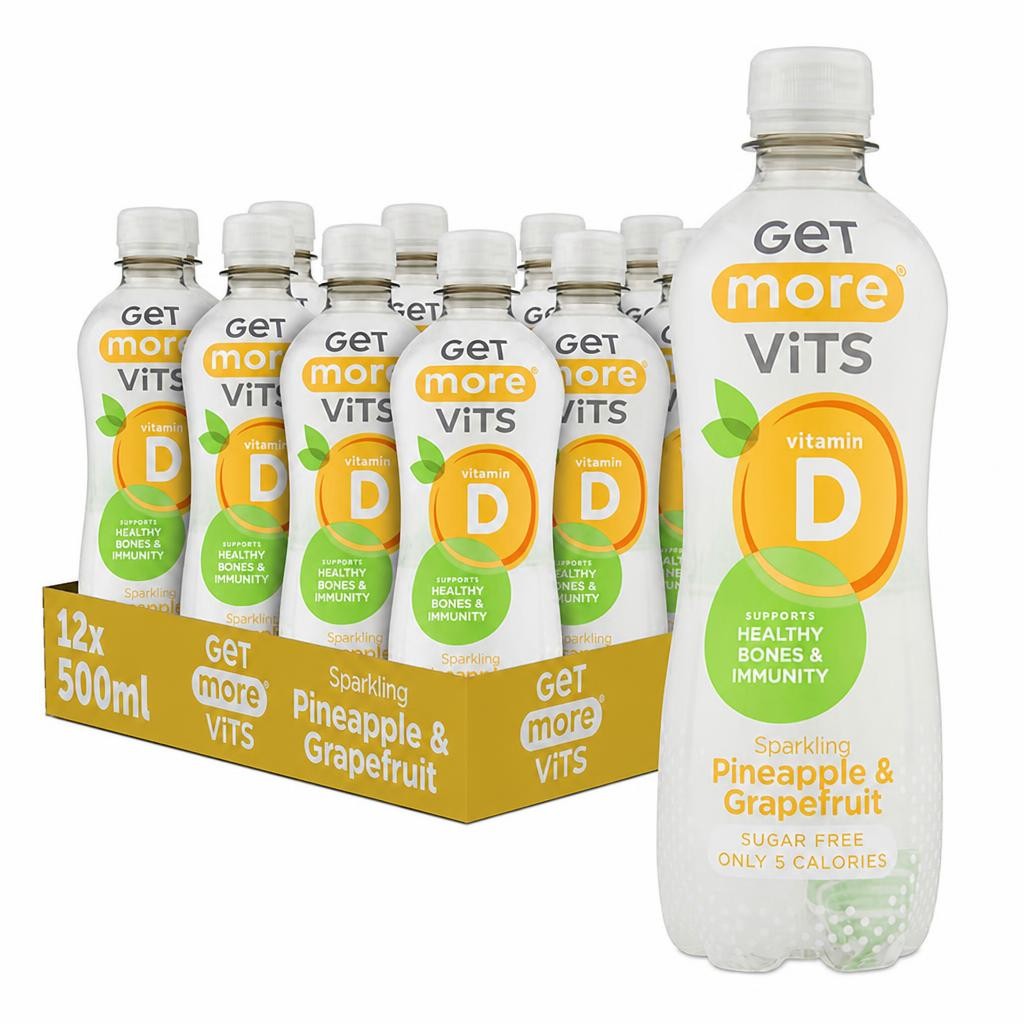 Get More Vitamin D Sparkling Pineapple & Grapefruit 12x500ml