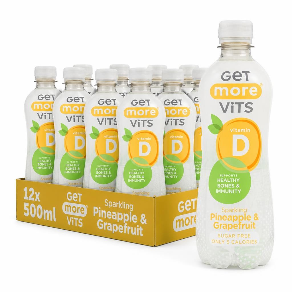 Get More Vitamin D Sparkling Pineapple & Grapefruit 12x500ml