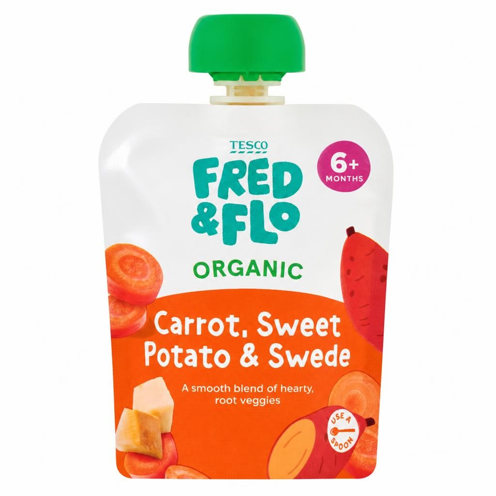 TESCO FRED & FLO Organic Carrot Sweet Potato & Swede 70g