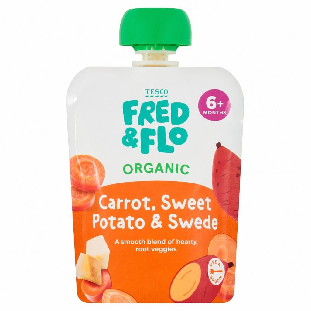 TESCO FRED & FLO Organic Carrot Sweet Potato & Swede 70g