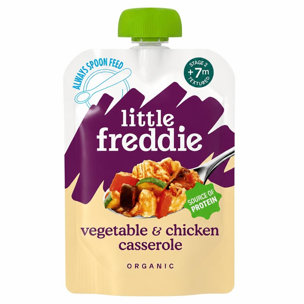 Little Freddie Organic Chicken & Rice Casserole Baby Food Pouch 7+ Months 130g