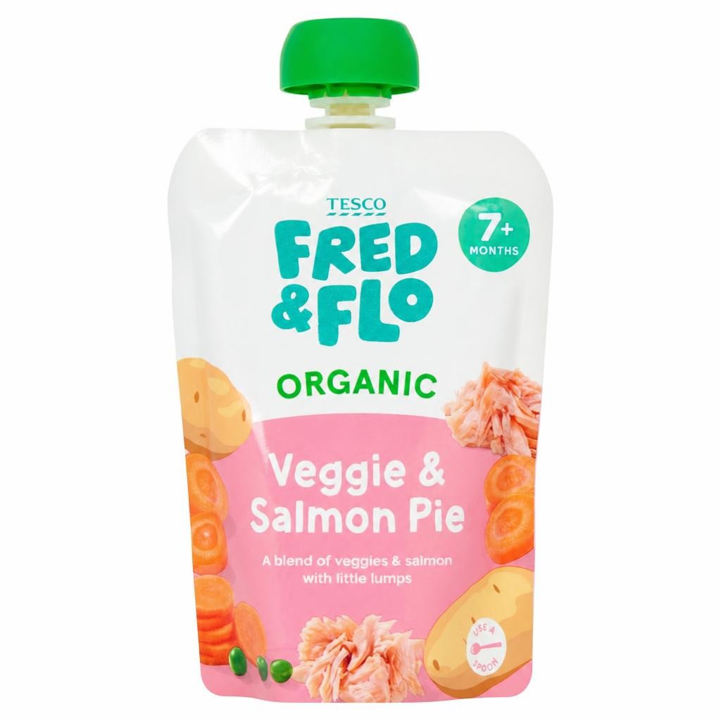 TESCO FRED & FLO Organic Veggie & Salmon Pie 130g
