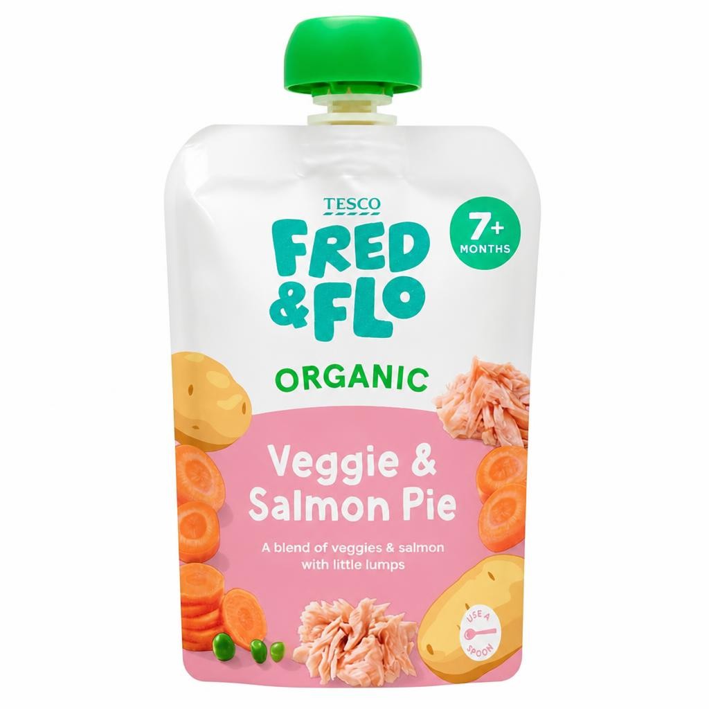 TESCO FRED & FLO Organic Veggie & Salmon Pie 130g