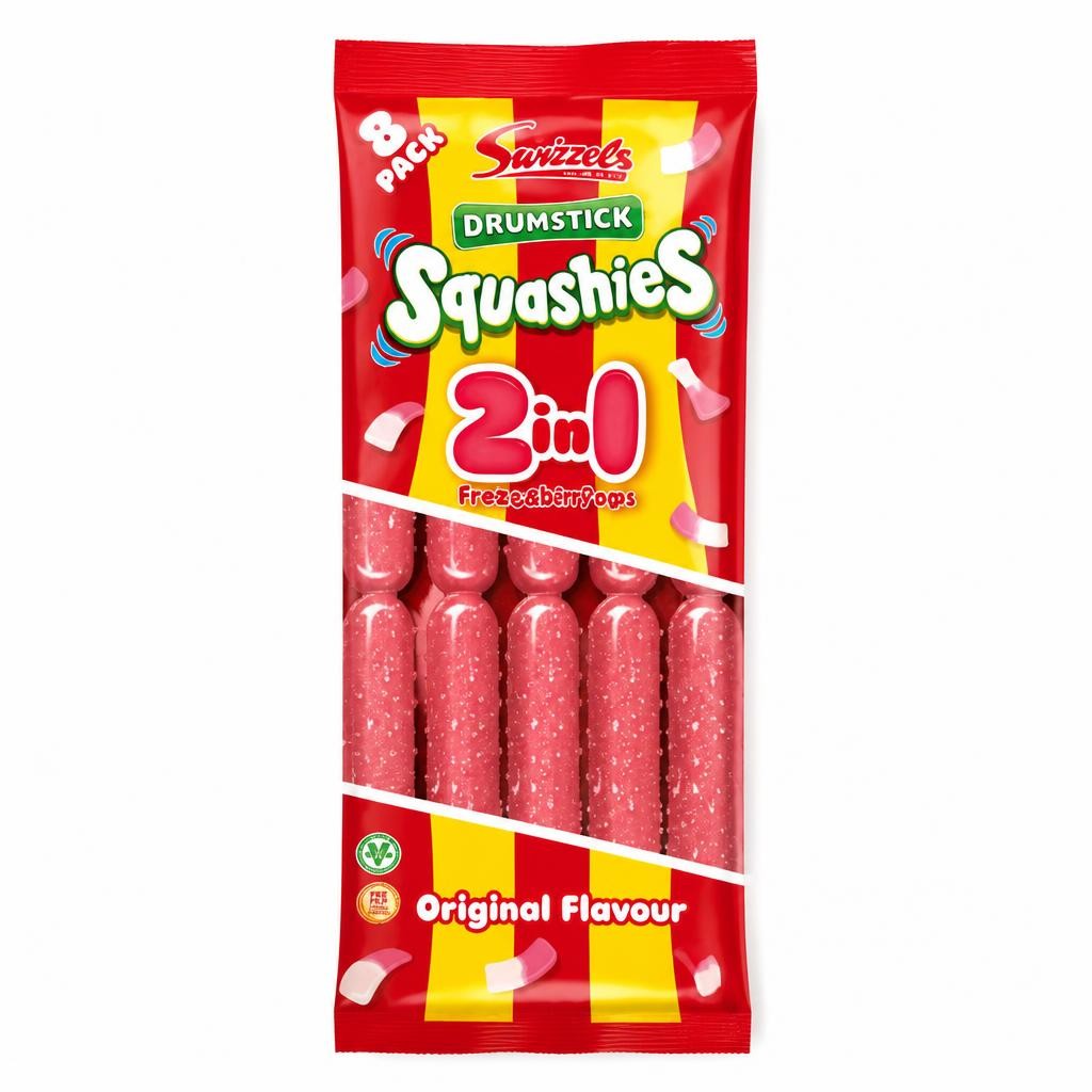 Swizzels Original Flavour Squashies Drumstick 2 in 1 Freezable Pops 8 x 75 ml (600ml)