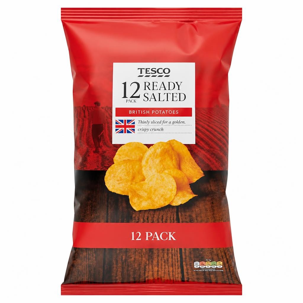 Tesco Ready Salted Crisps 12 x 25g
