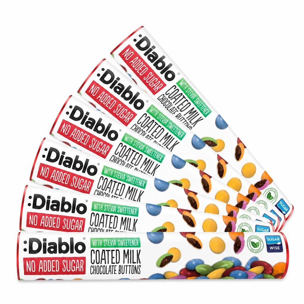 Diablo No Added Sugar Milk Chocolate Buttons 22g 6 Pack