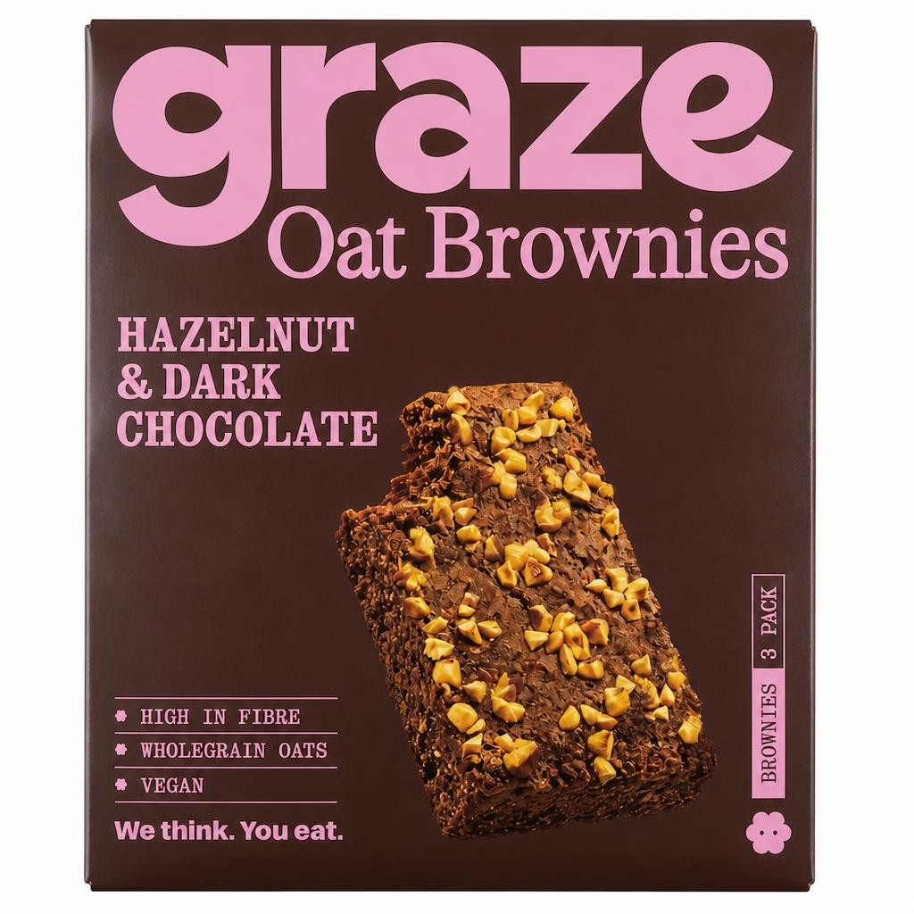 Graze Hazelnut & Dark Chocolate Oat Brownies 3x45g