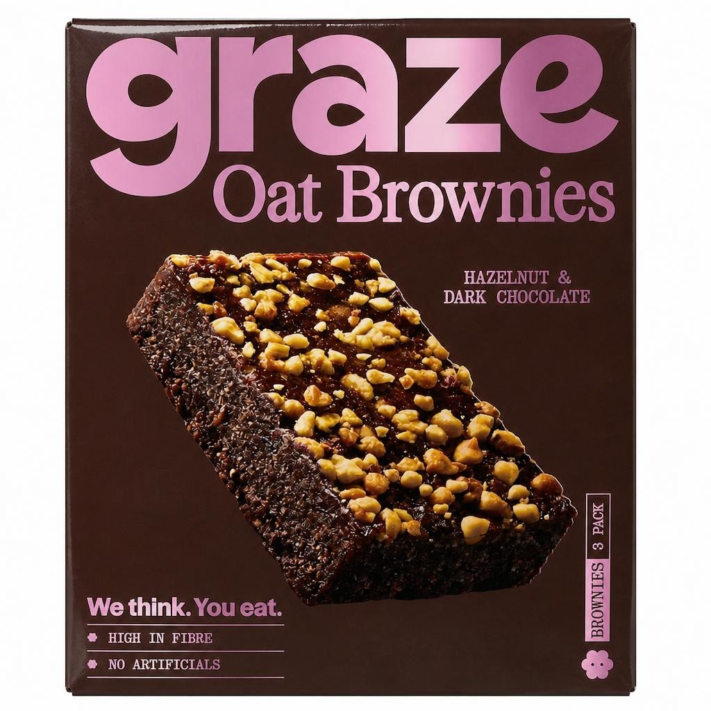 Graze Hazelnut & Dark Chocolate Oat Brownies 3x45g