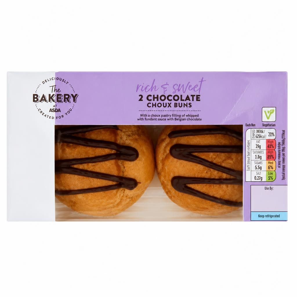 The BAKERY at ASDA The Bakery 2 Chocolate Choux Buns