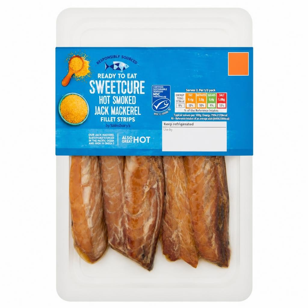 Sainsbury's Sweetcure Hot Smoked Jack Mackerel Fillet Strips 180g