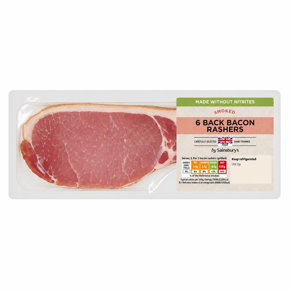 Sainsbury's 6 Smoked Back Bacon Rashers 200g