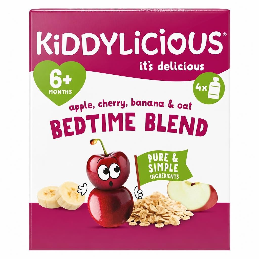 Kiddylicious Apple, Cherry, Banana & Oat Bedtime Blend 4x100g