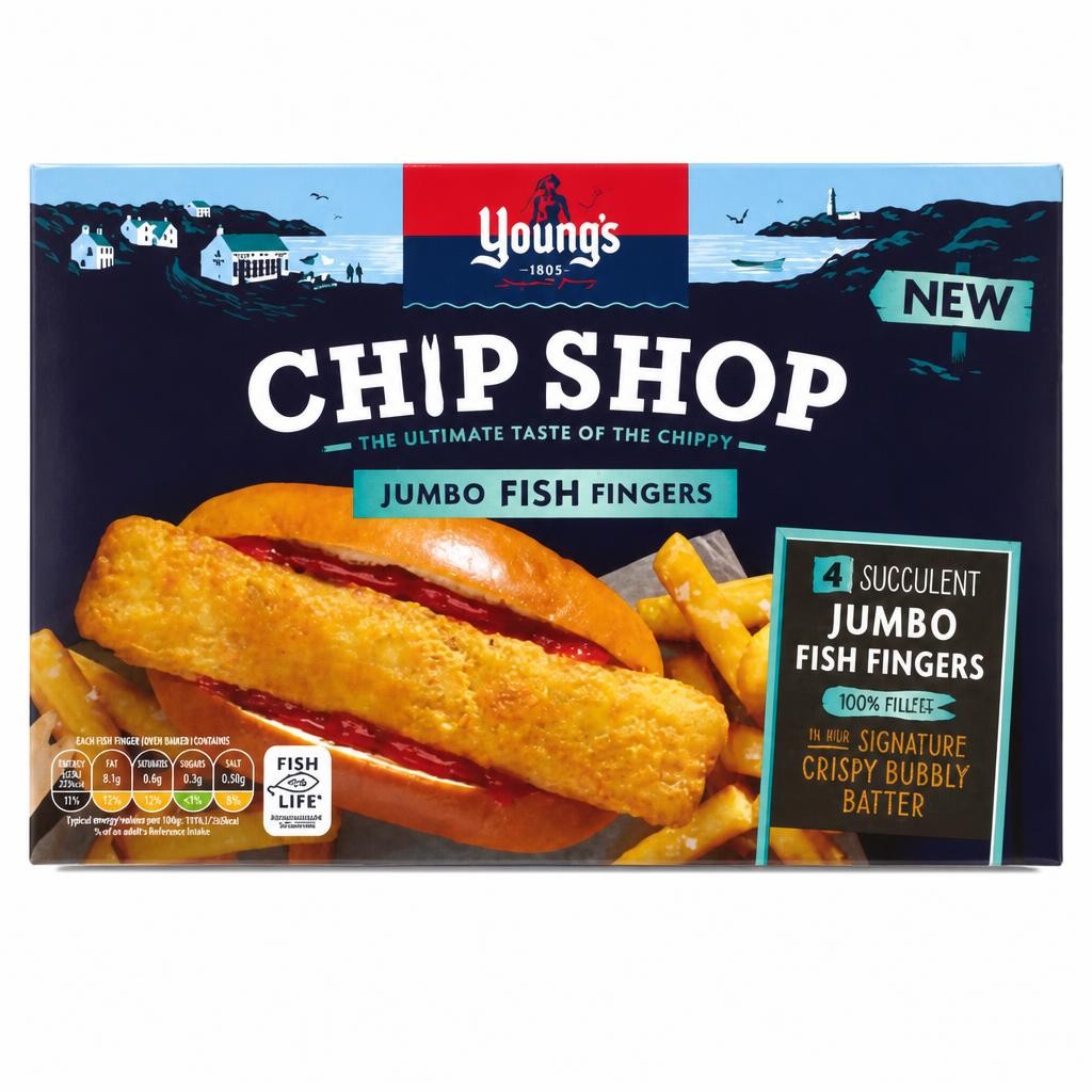 Young's Chip Shop 4 Succulent Jumbo Fish Fingers 320g