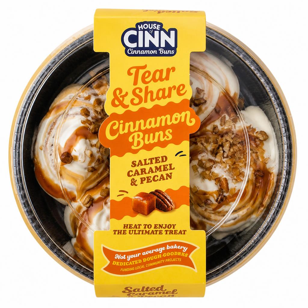 House of Cinn 340g Salted Caramel & Pecan Cinnamon Buns