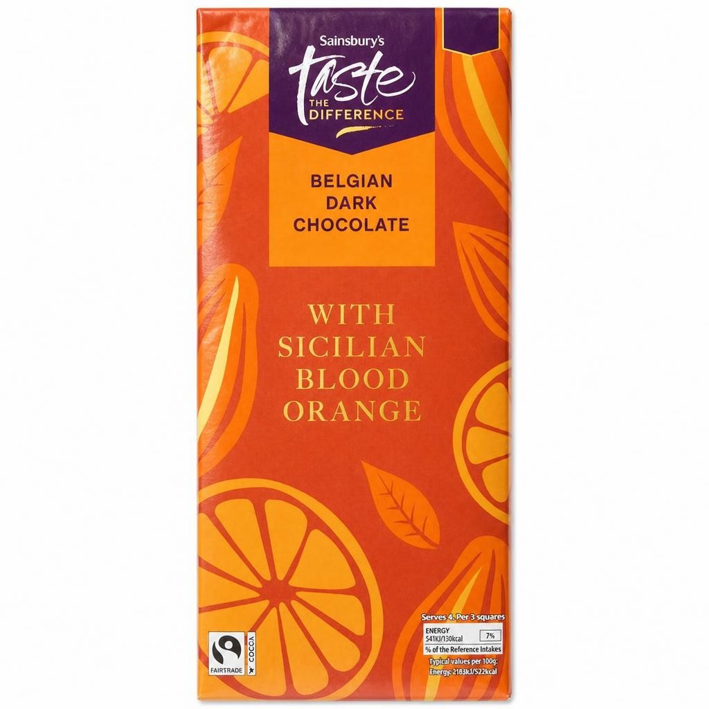 Sainsbury's 100g Belgian Dark Chocolate with Sicilian Blood Orange Bar, Taste the Difference