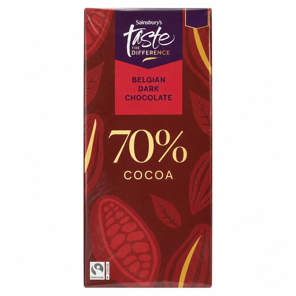 Sainsbury's 100g 70% Cocoa Belgian Dark Chocolate Bar, Taste the Difference