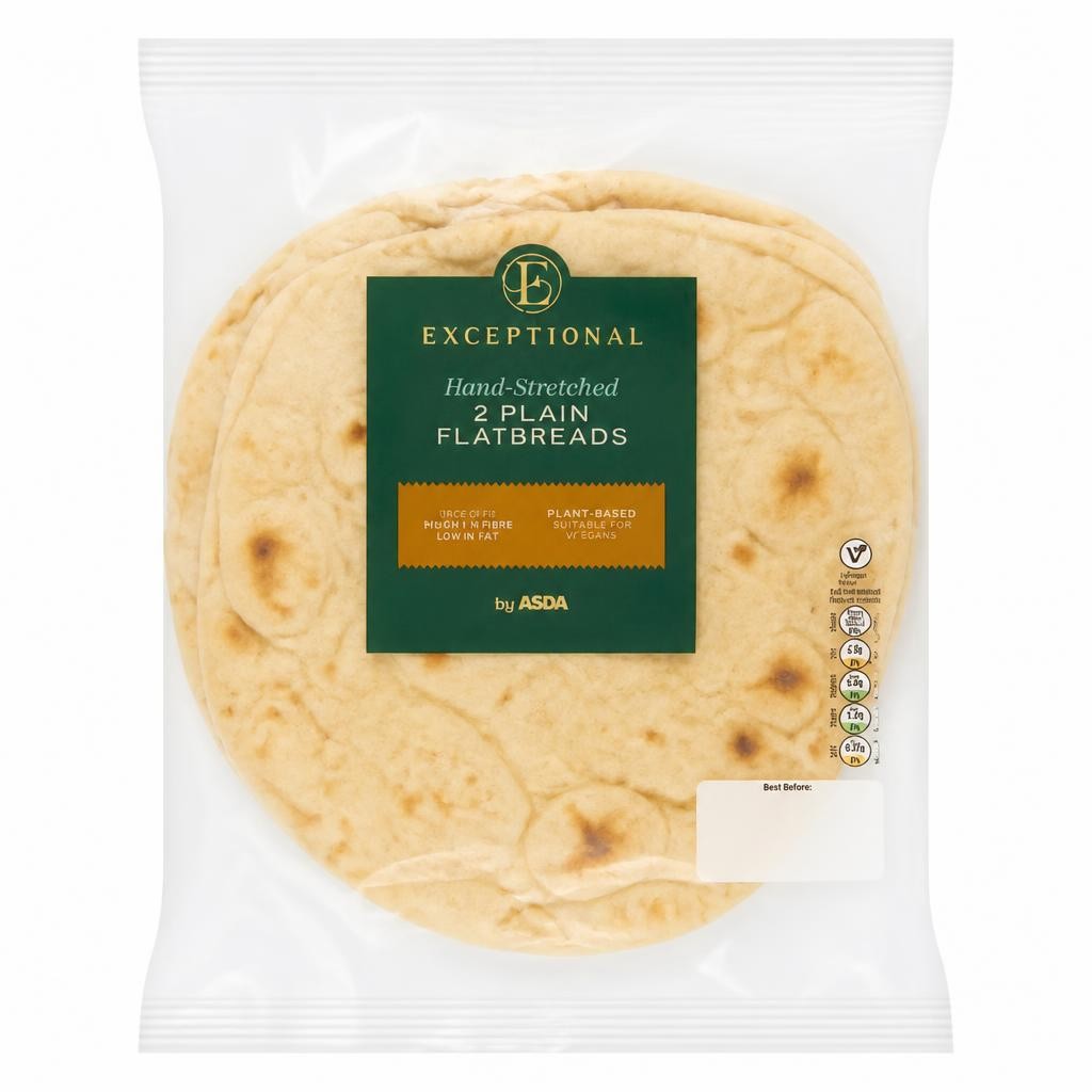 Exceptional by ASDA 2 Hand-Stretched Plain Flatbreads