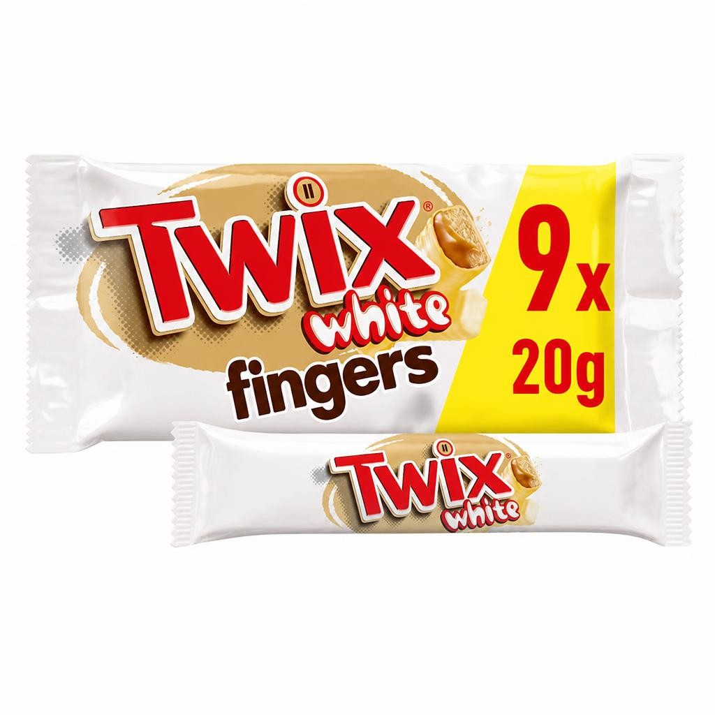 Twix White Chocolate Biscuit Fingers Snack Bars Multipack Chocolate 9x20g