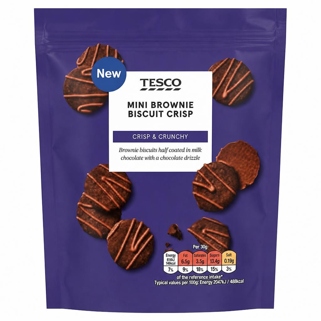 Tesco Mini Brownie Biscuit Crisp 90g