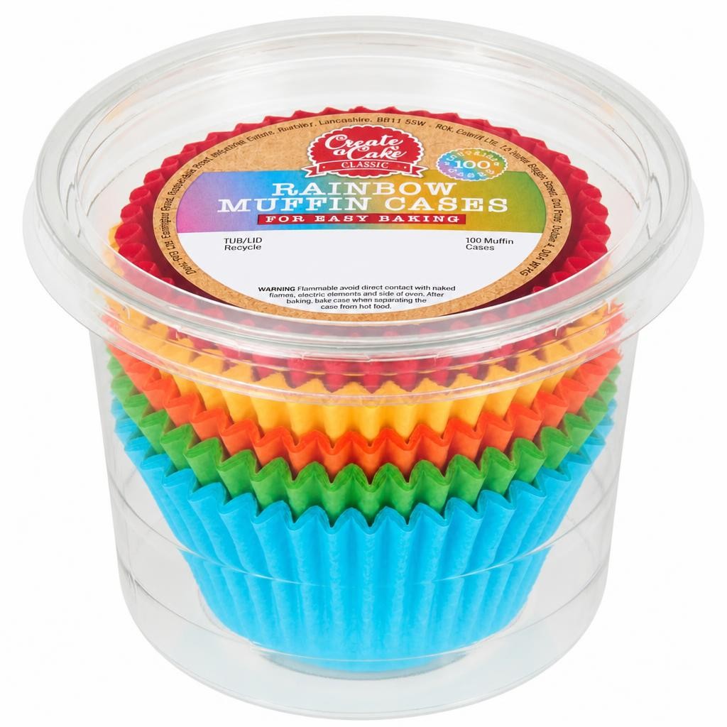 Create A Cake Rainbow Muffin Cases 100