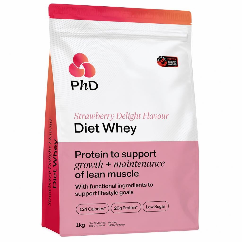 PhD Diet Whey Protein Powder - Strawberry Delight 1kg