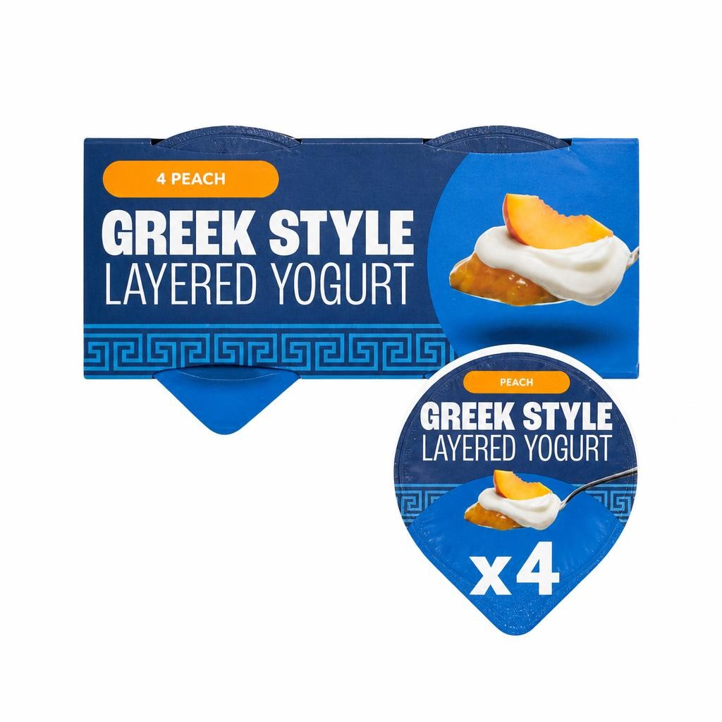 Muller 4 Peach Greek Style Layered Yogurt 500g (4 x 125g)