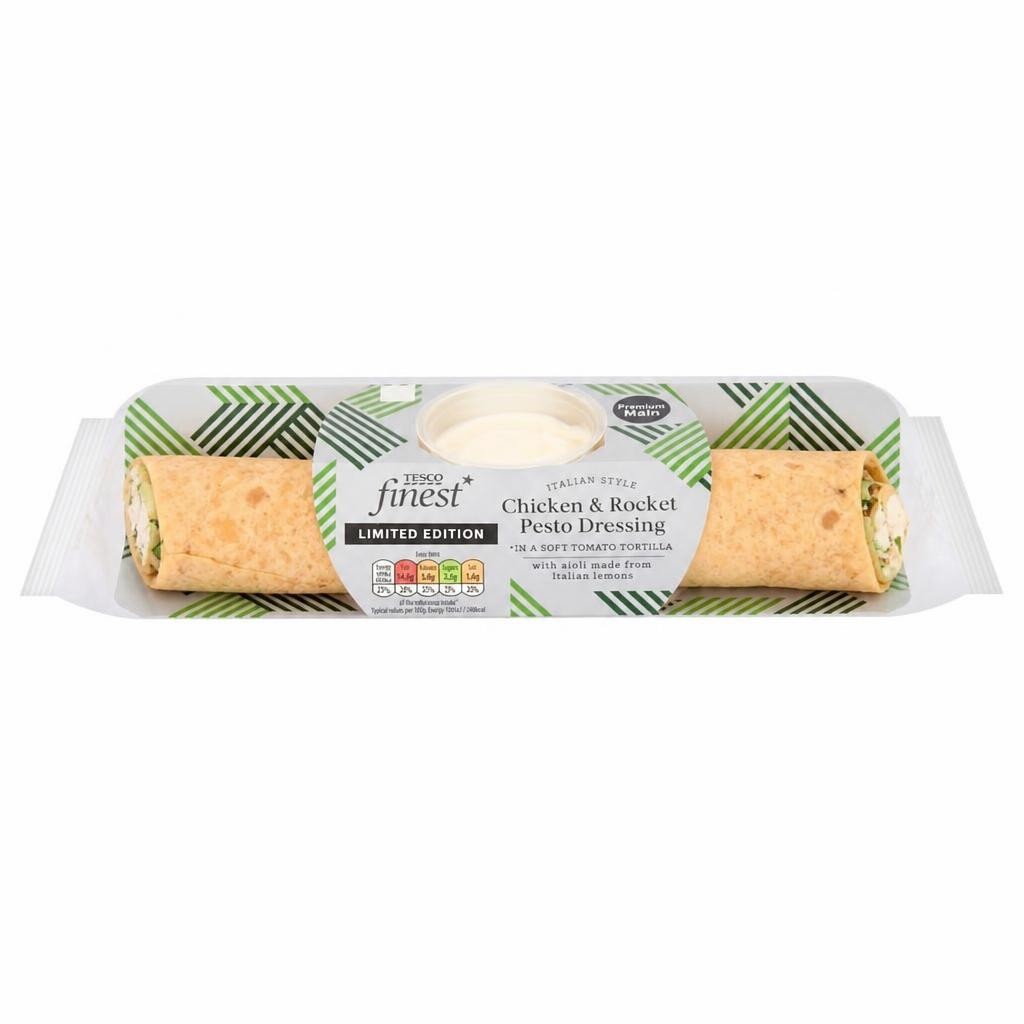 TESCO finest Limited Edition Italian Inspired Chicken & Rocket Pesto Dressing Wrap