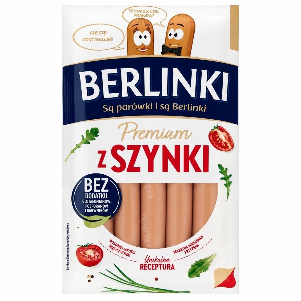 Berlinki Premium Z Szynki Pork Sausage 225g