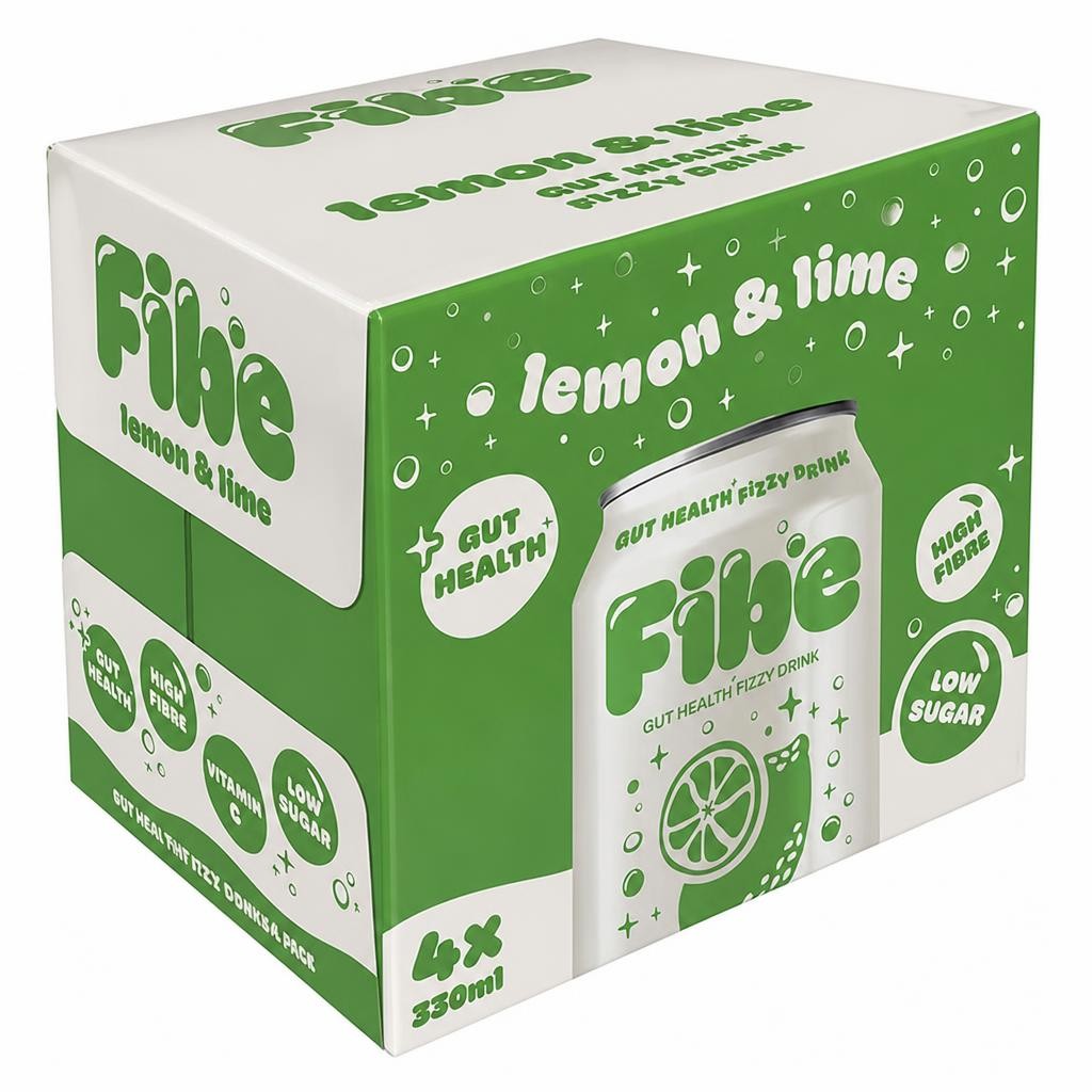 Fibe 4 x 330ml Lemon & Lime Gut Health Fizzy Drink