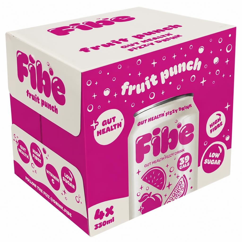 Fibe 4 x 330ml Fruit Punch Gut Health Fizzy Drink