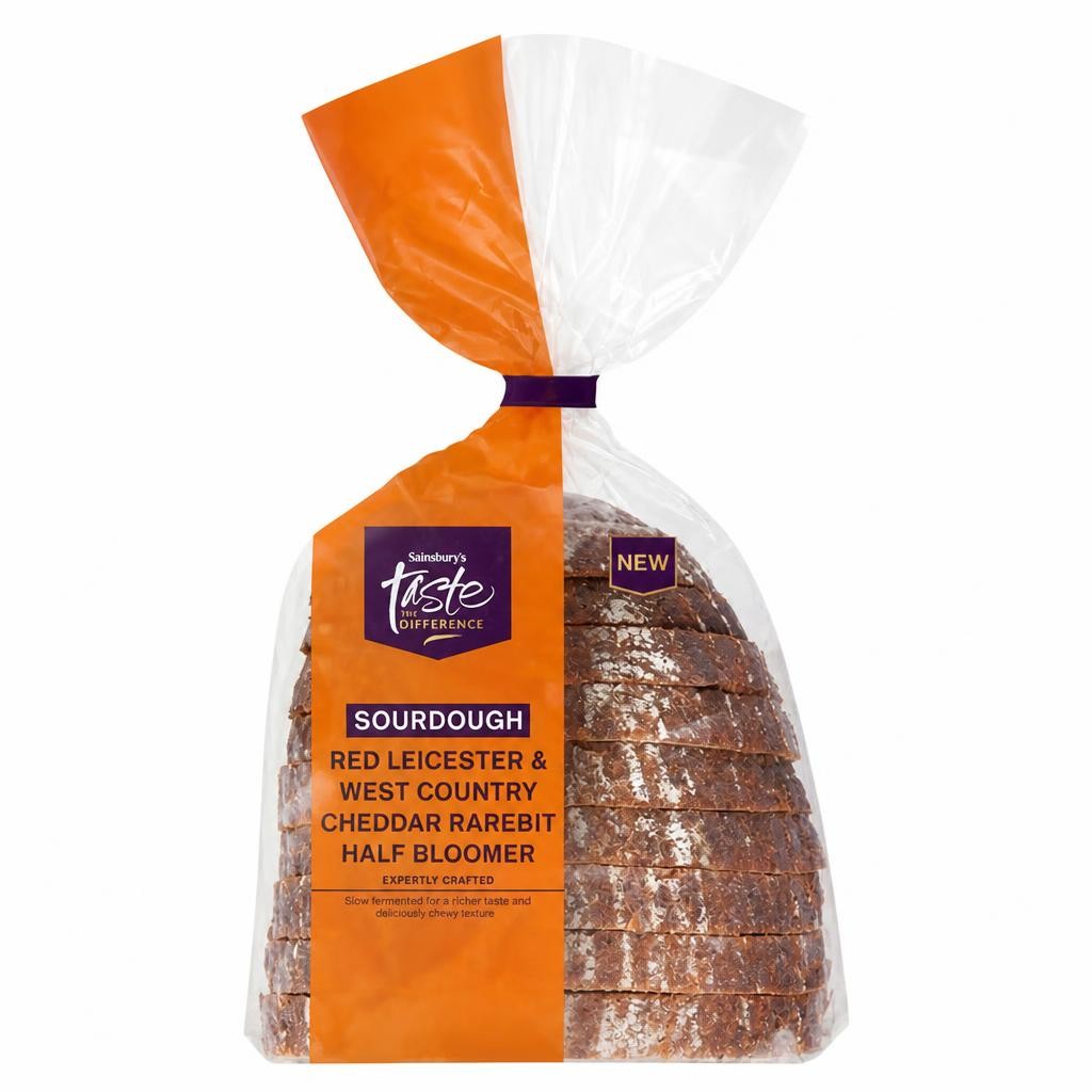 Sainsbury's 400g Red Leicester & West Country Cheddar Rarebit Half Bloomer White Sourdough Bread, Taste the Difference