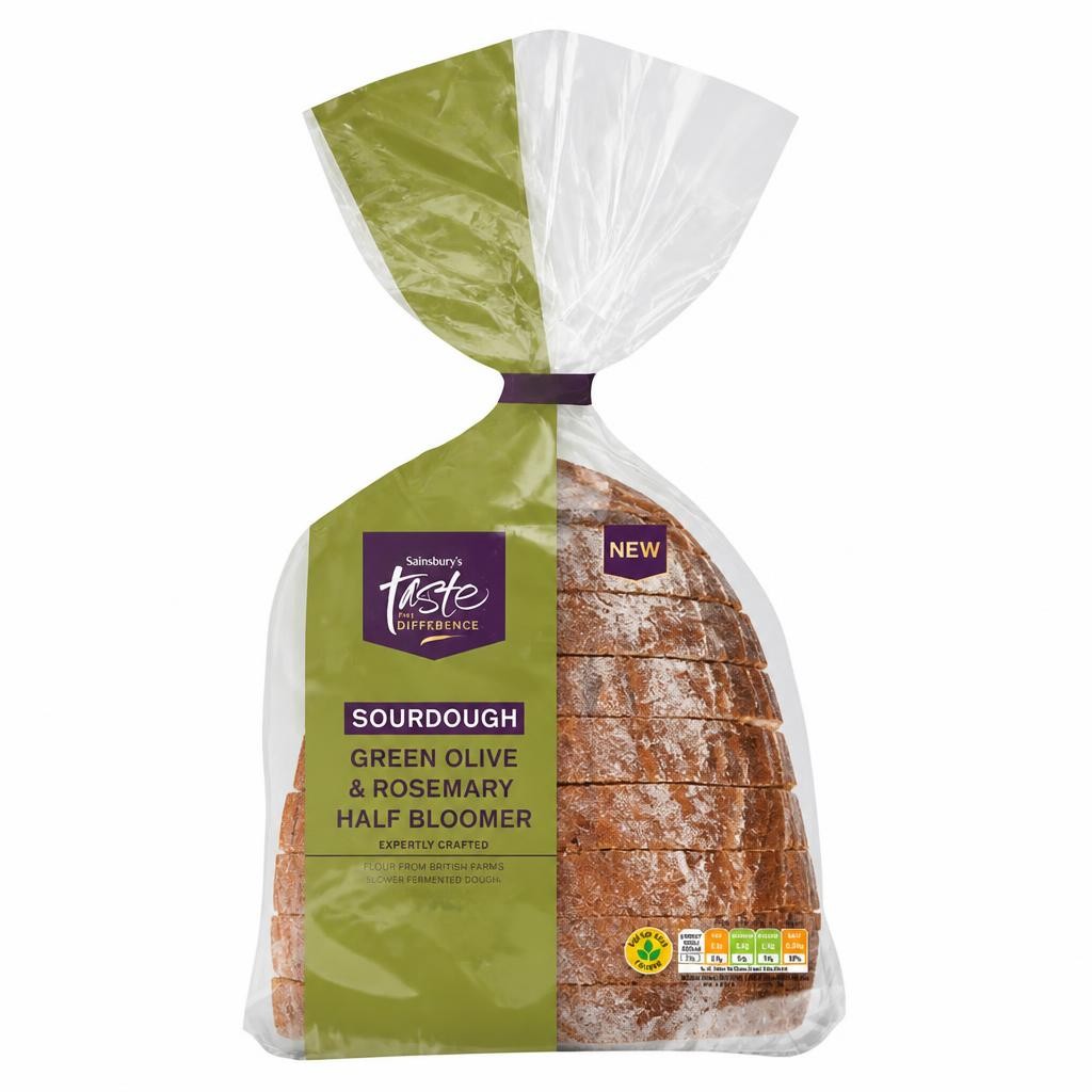 Sainsbury's 400g Green Olive & Rosemary Half Bloomer White Sourdough Bread, Taste the Difference