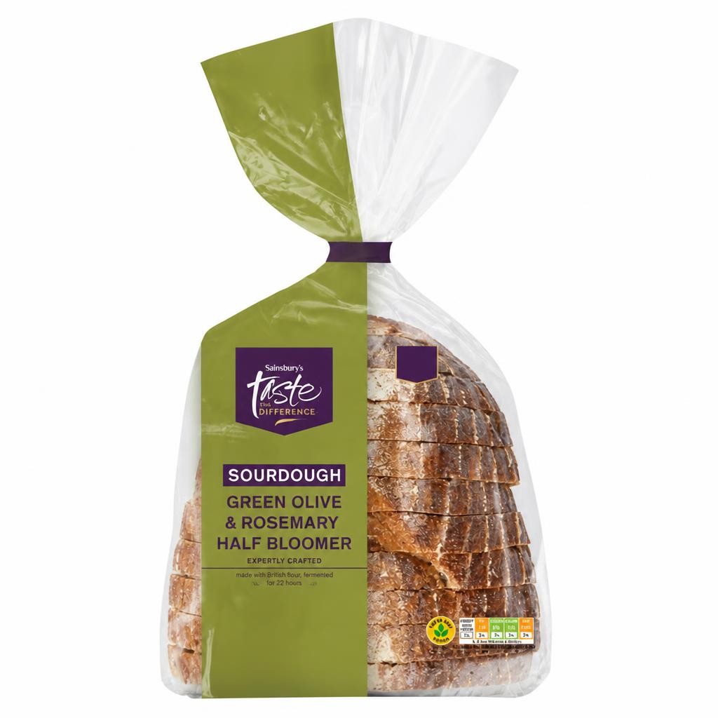 Sainsbury's 400g Green Olive & Rosemary Half Bloomer White Sourdough Bread, Taste the Difference