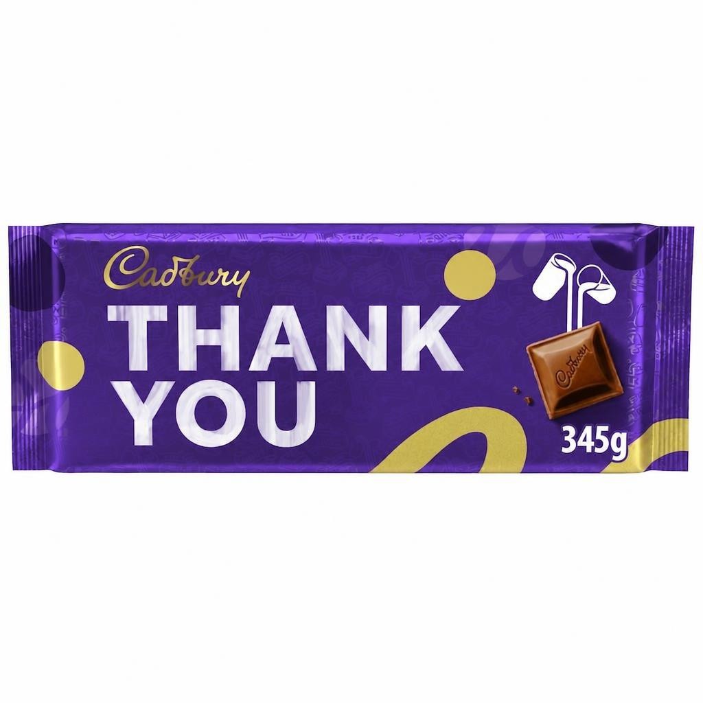 CADBURY DAIRY MILK THANK YOU CHOCOLATE BAR 345G