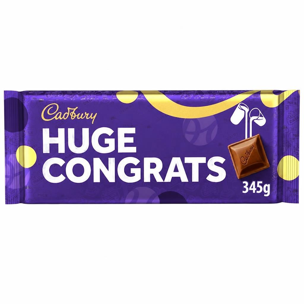 CADBURY DAIRY MILK HUGE CONGRATS CHOCOLATE BAR 345G