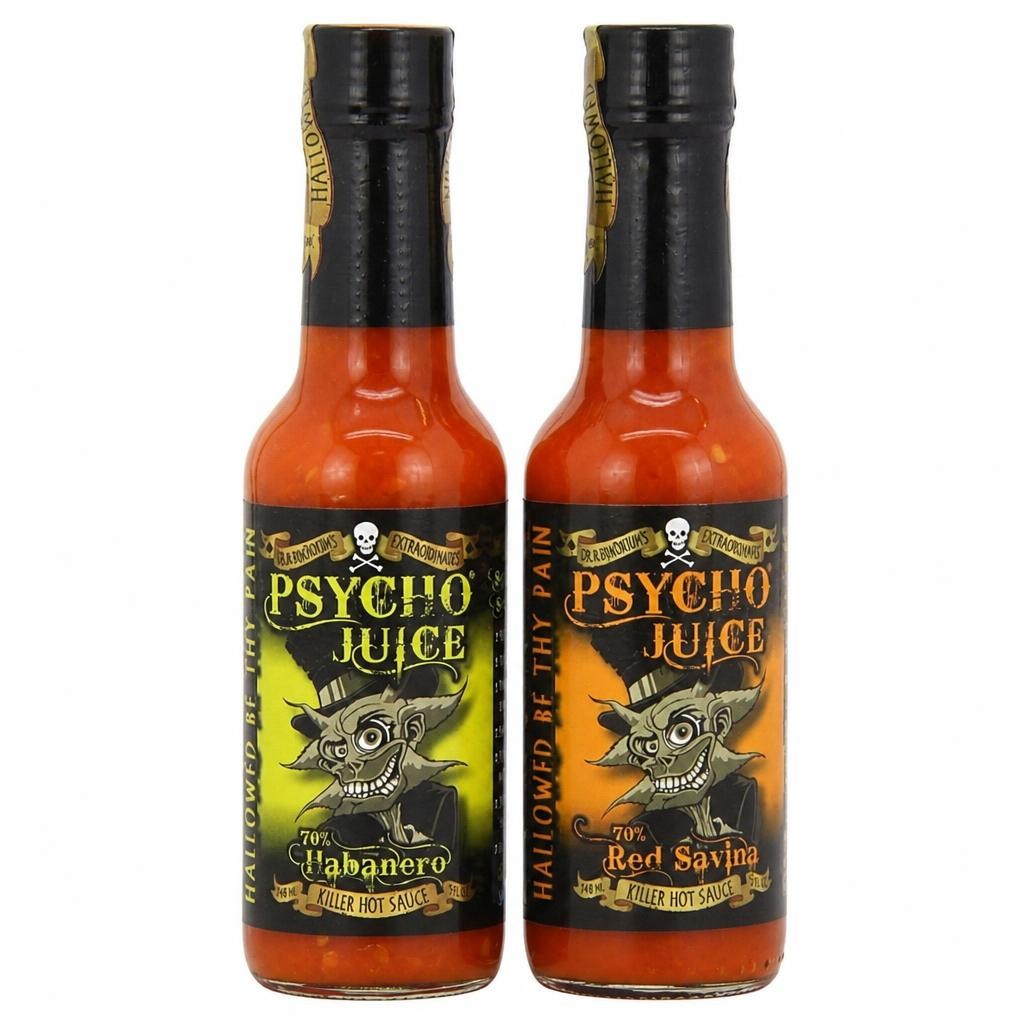 Psycho Juice 2 Pack 70% Habanero & 70% Red Savina Hot Sauce