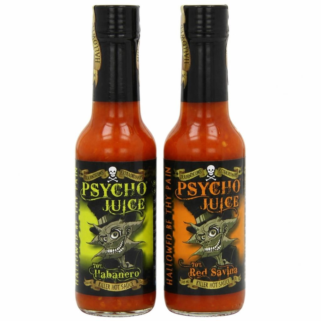 Psycho Juice 2 Pack 70% Habanero & 70% Red Savina Hot Sauce