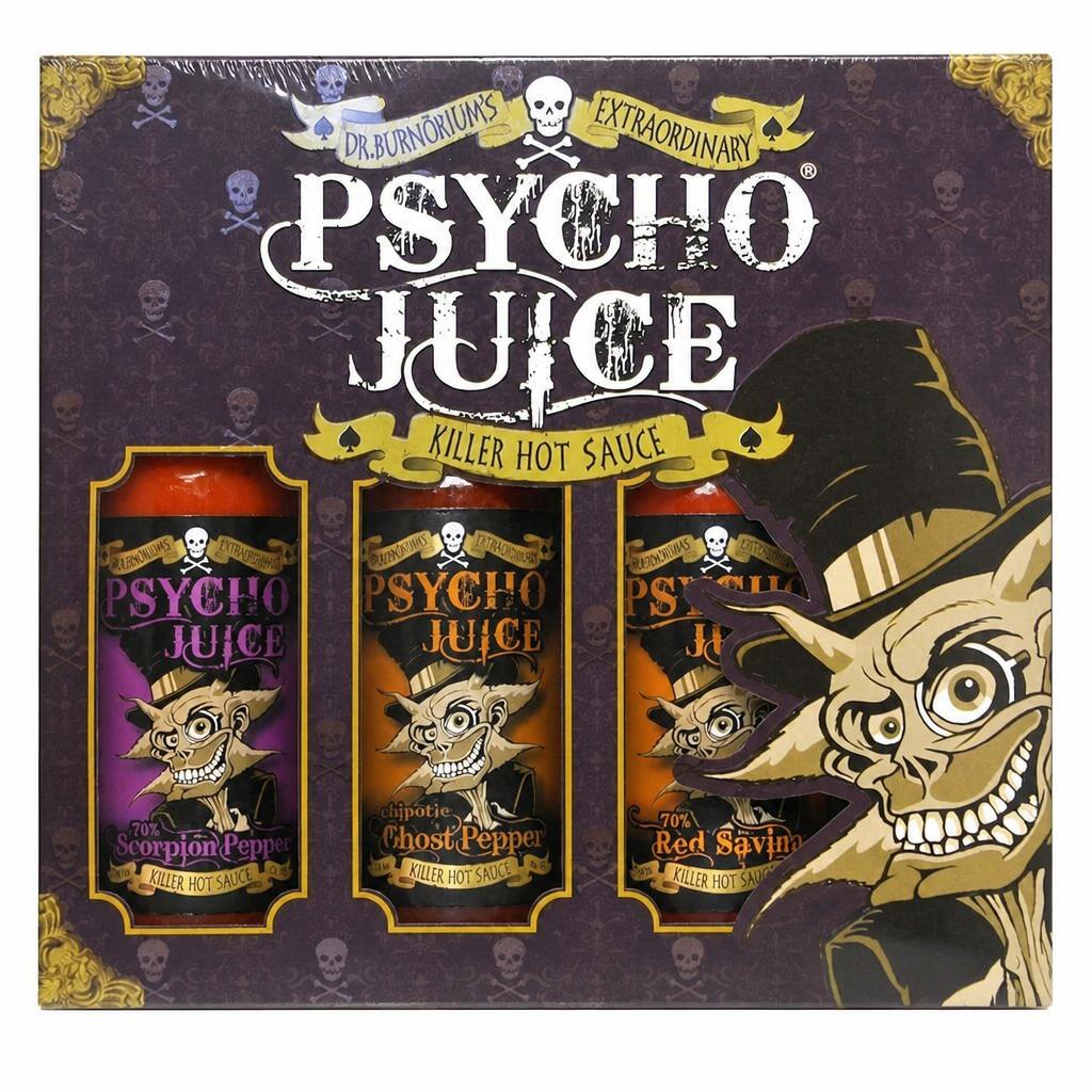 Psycho Juice Hot Sauce Collection (Scorpion Pepper, Red Savina, Chipotle)
