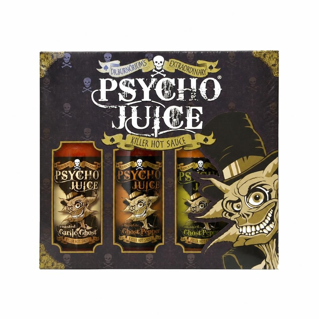 Psycho Juice Hot Sauce Ghost Collection (Garlic, Chipotle & Mustard)