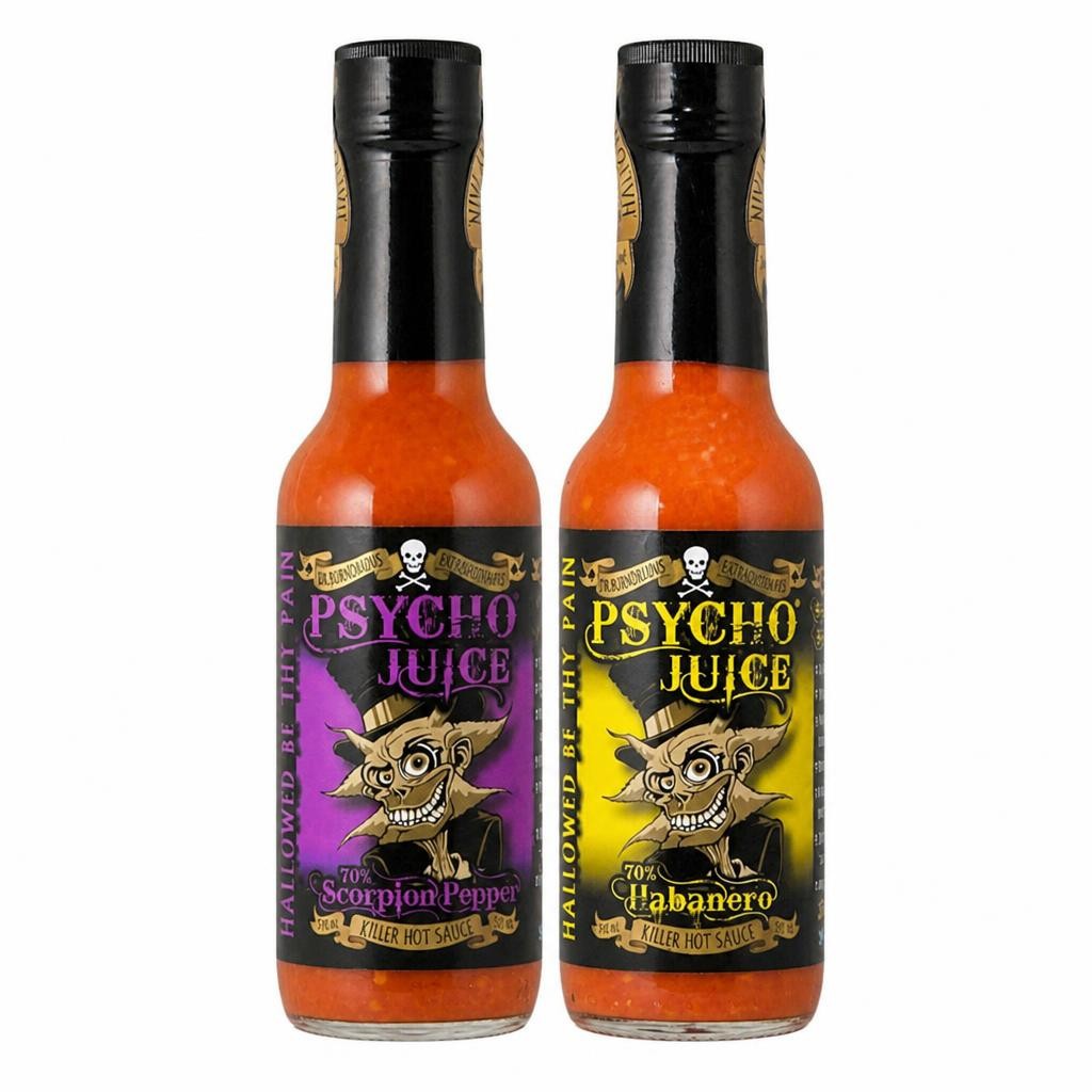 Psycho Juice 2 Pack 70% Scorpion & 70& Habanero Hot Sauce