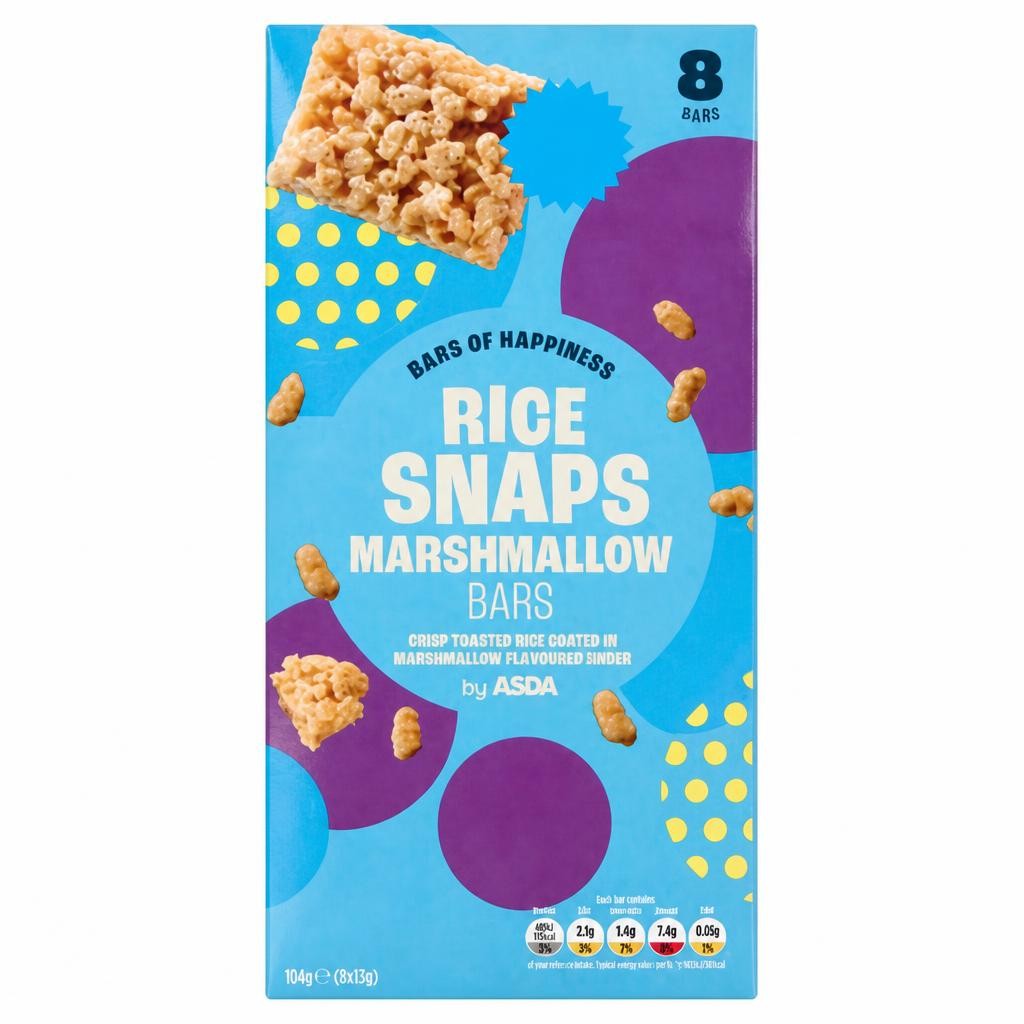 ASDA Rice Snaps Marshmallow Bars 176g (8 x 22g)