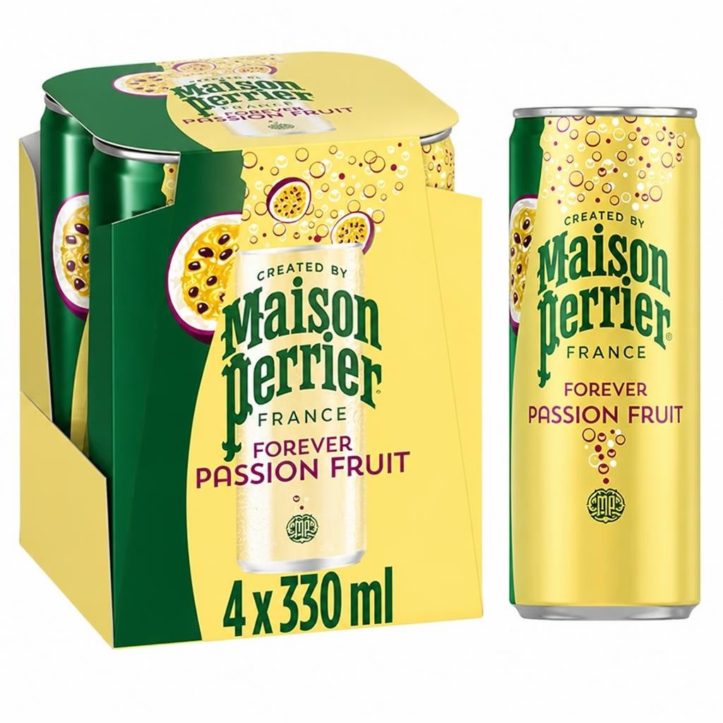 Maison Perrier Forever 4 x 330ml Passion Fruit Lightly Flavoured Sparkling Water