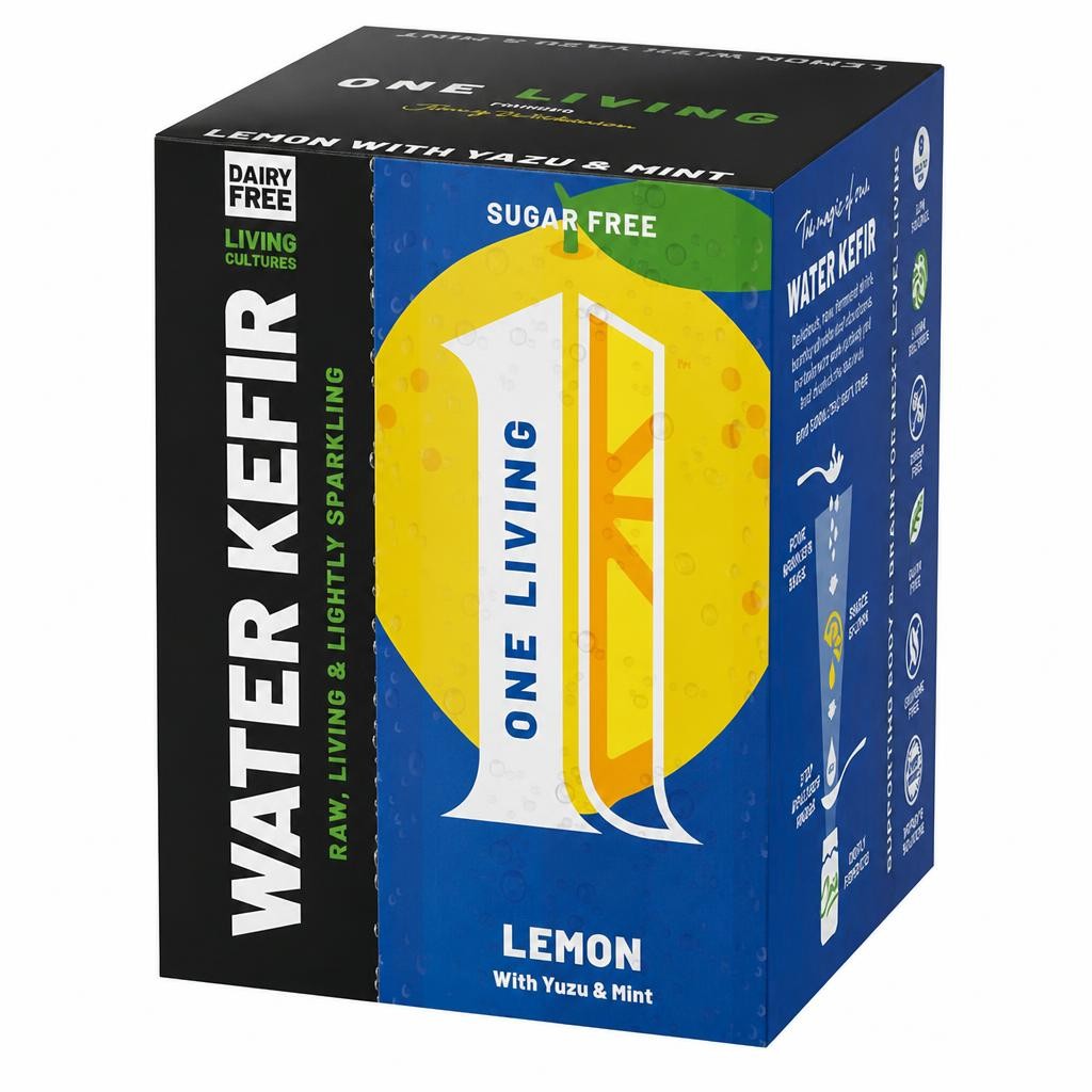 One Living 4 x 250ml Lemon with Yuzu & Mint Water Kefir