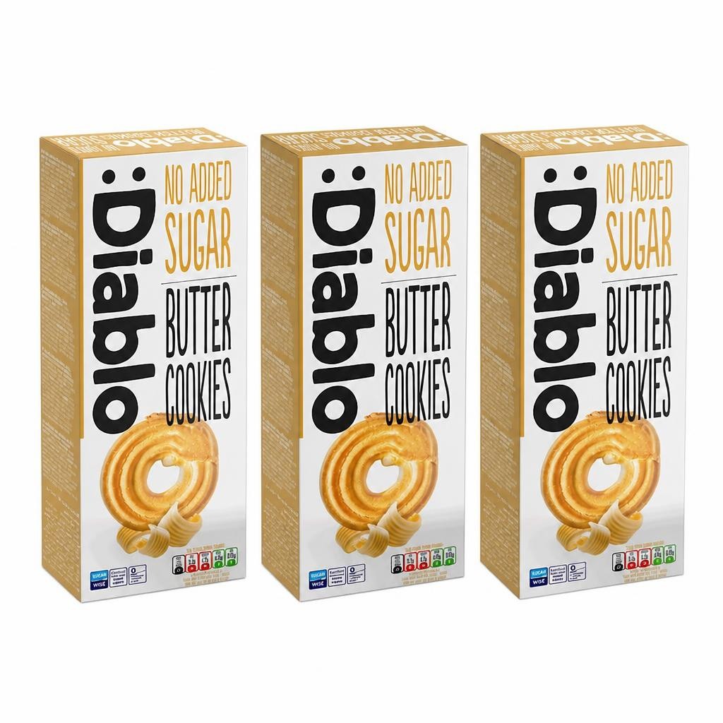 Diablo No Added Sugar Butter Cookies 135g 3 Pack