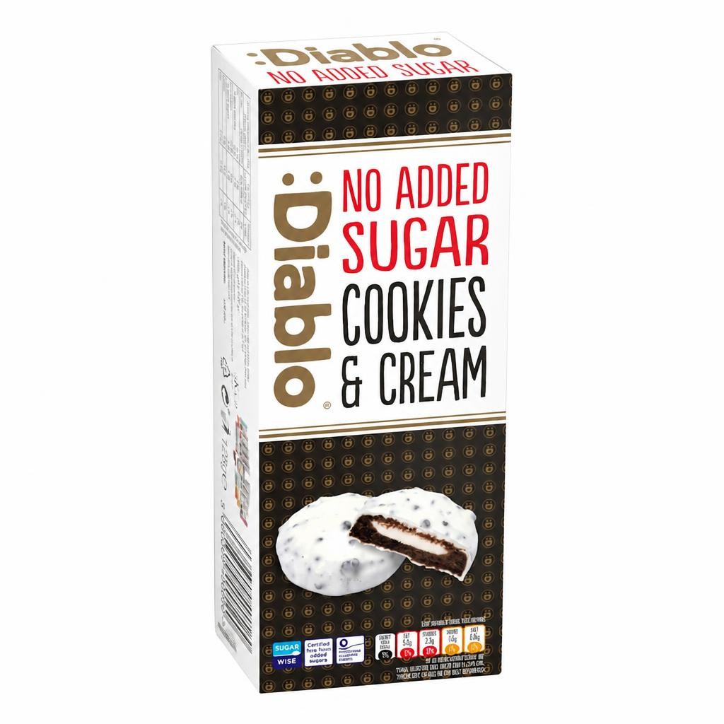Diablo No Added Sugar Cookies and Cream White Chocolate 128g