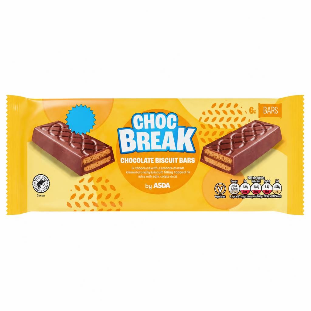 ASDA Choc Break Chocolate Biscuit Bars 132g (6 x 22g)