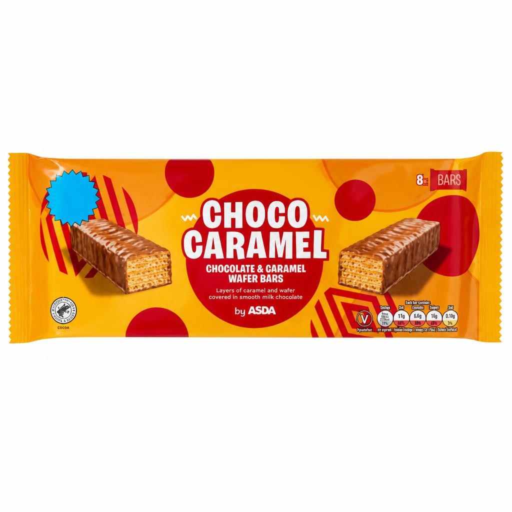 ASDA Choco Caramel Chocolate & Caramel Wafer Bars 224g (8 x 28g)